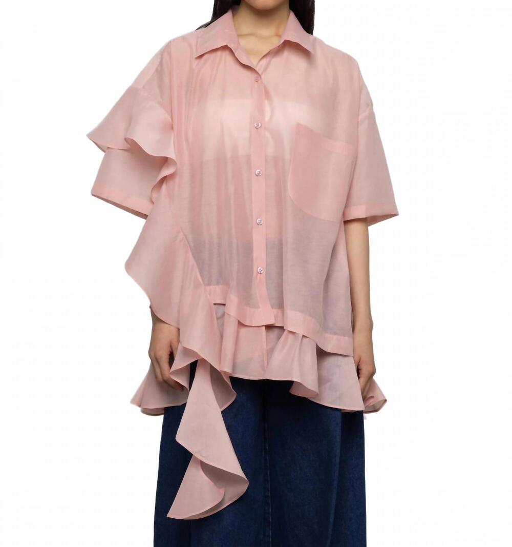 NEW ESTHE women's oversized frill shirt in pink